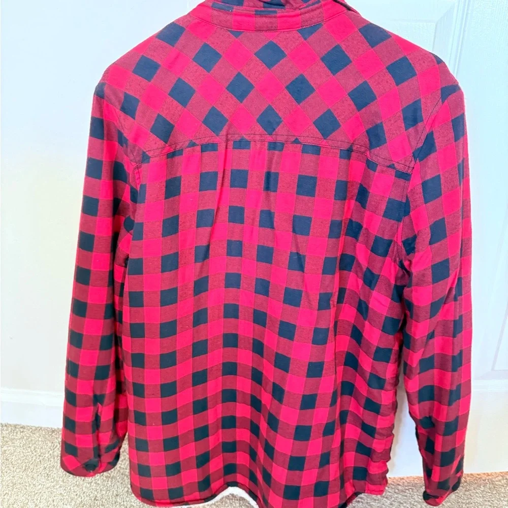 Zara Red and Black Checkered Sherpa Jacket - Picture 3 of 3